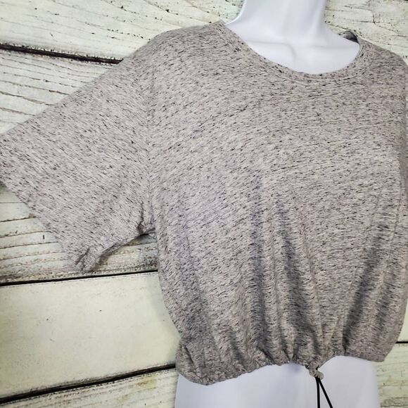Victoria’s Secret PINK Women’s Gray Heather Drawstring Hem Tee Size L - Picture 3 of 7